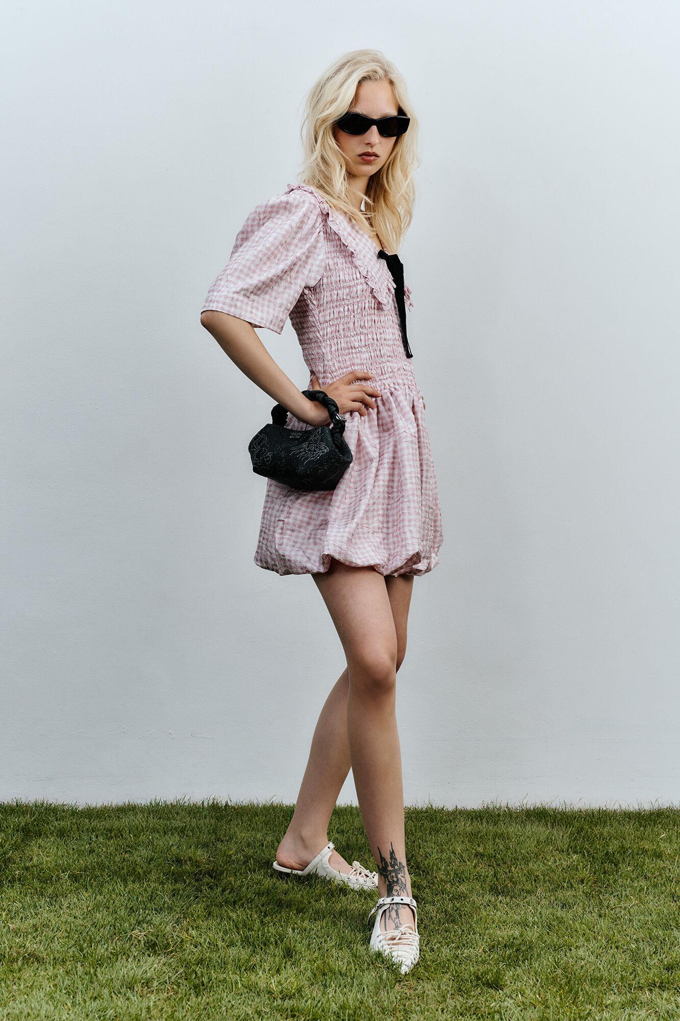Pink Check Smock Dress Product Image