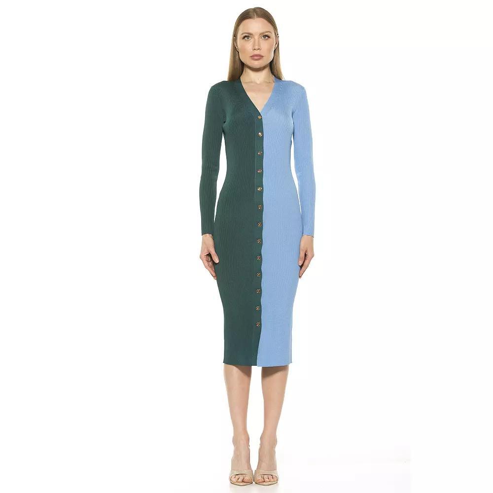 Women's ALEXIA ADMOR Gemini Long Sleeve Button Front Knit Dress, Size: XS, Red Pink Product Image