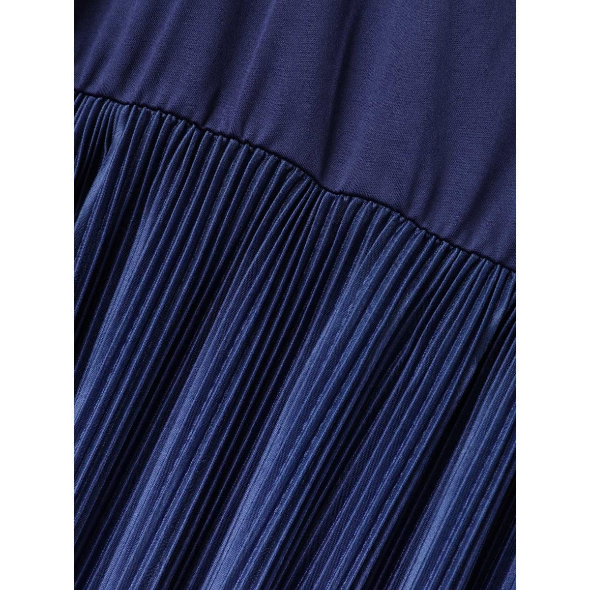 Plus Size Overlap Collar Ombre Patchwork Pleated Dress Navy Women Cocktail Texture Party Curvy Bloomchic 22-24/3X Product Image