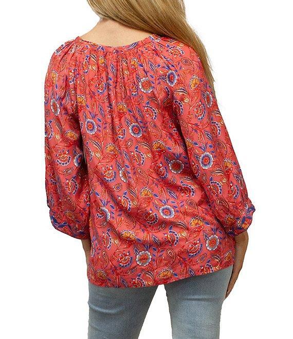 Karyn Seo Penny Embroidered Round Neck 3/4 Sleeve Blouse Product Image