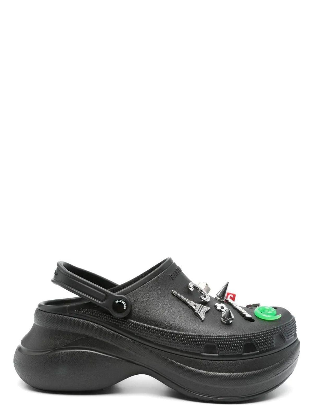 BALENCIAGA Platform Sandals Embellished Ventilation Holes In Black Product Image