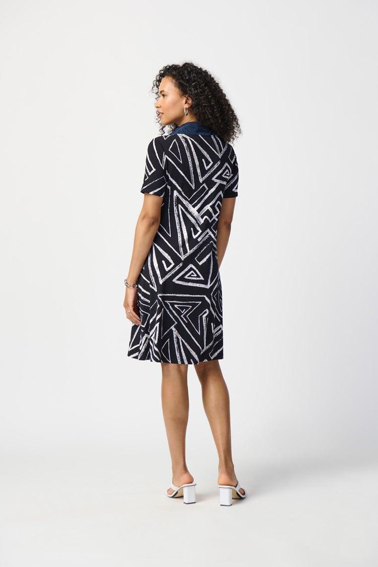 Abstract Print Silky Knit A-Line Dress Product Image
