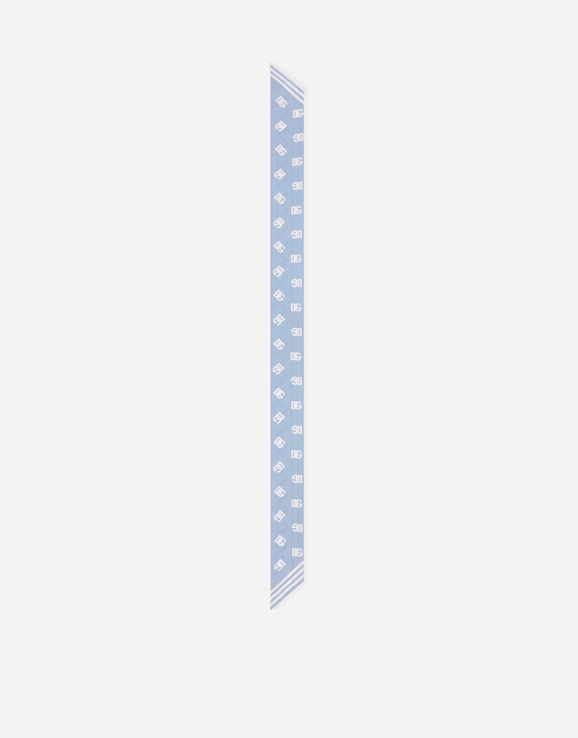DOLCE & GABBANA Twill Headscarf With All-over Dg Logo Print (6x100) In Light Blue Product Image