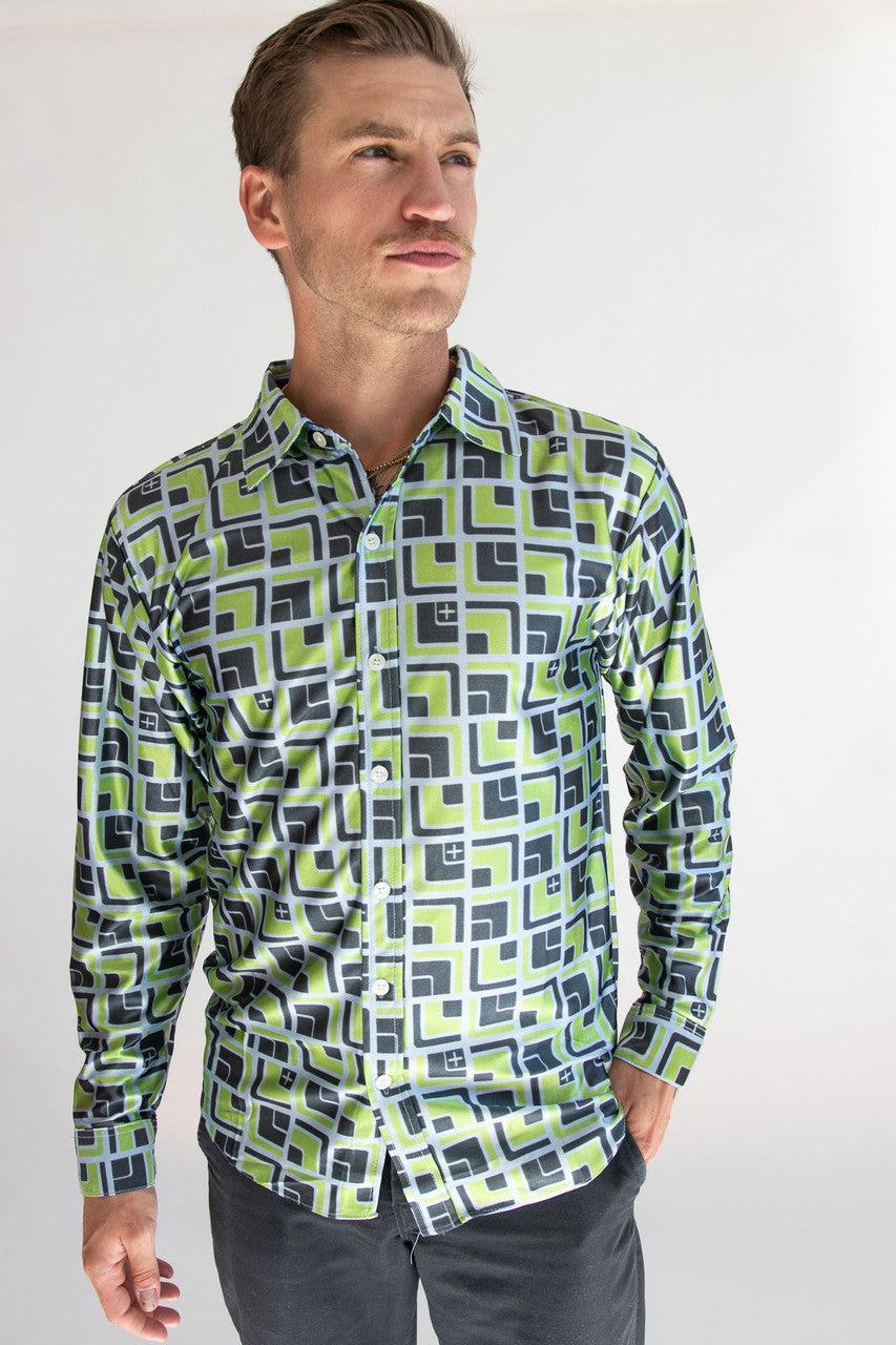 Mod 70's Square Long Sleeve Button Down Shirt Product Image