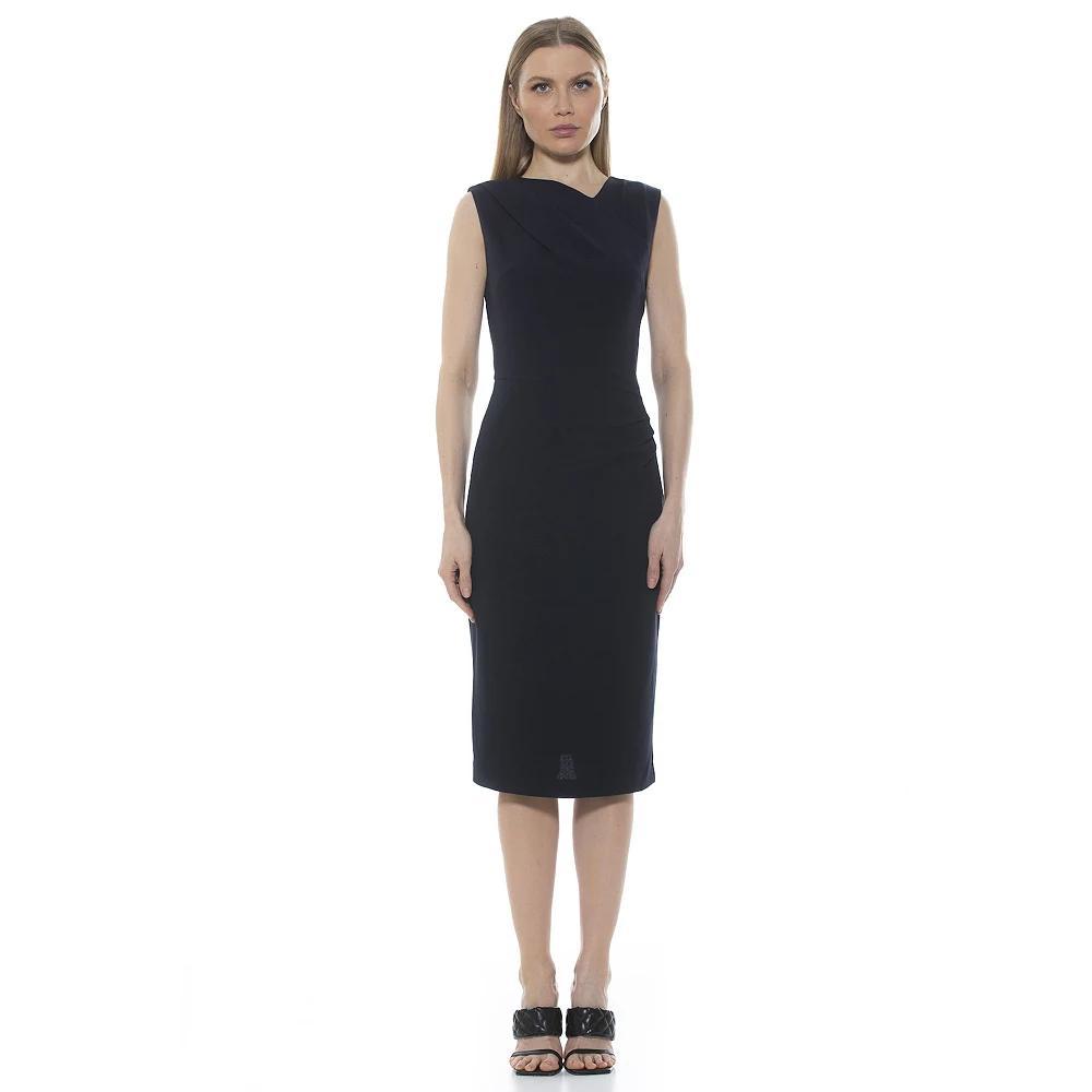 Women's ALEXIA ADMOR Khloe Ruched Midi Sheath Dress, Size: Large, Green Product Image
