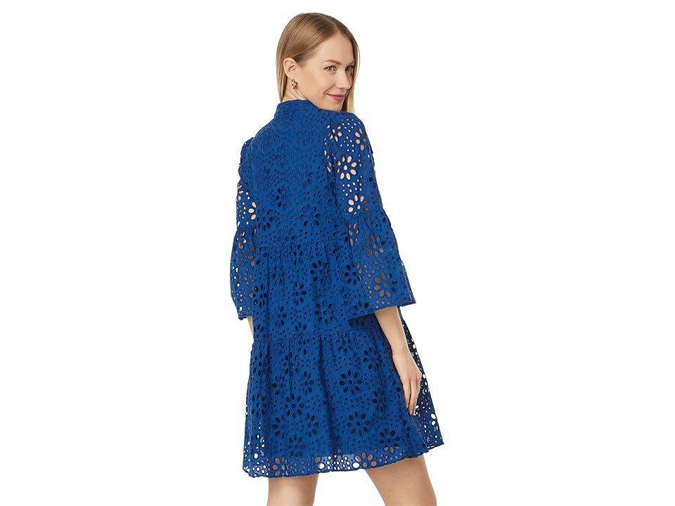 Lilly Pulitzer 3/4 Sleeve Hazelanne Eyelet Dress (Oyster Bay Navy Funflower Eyelet) Women's Dress Product Image