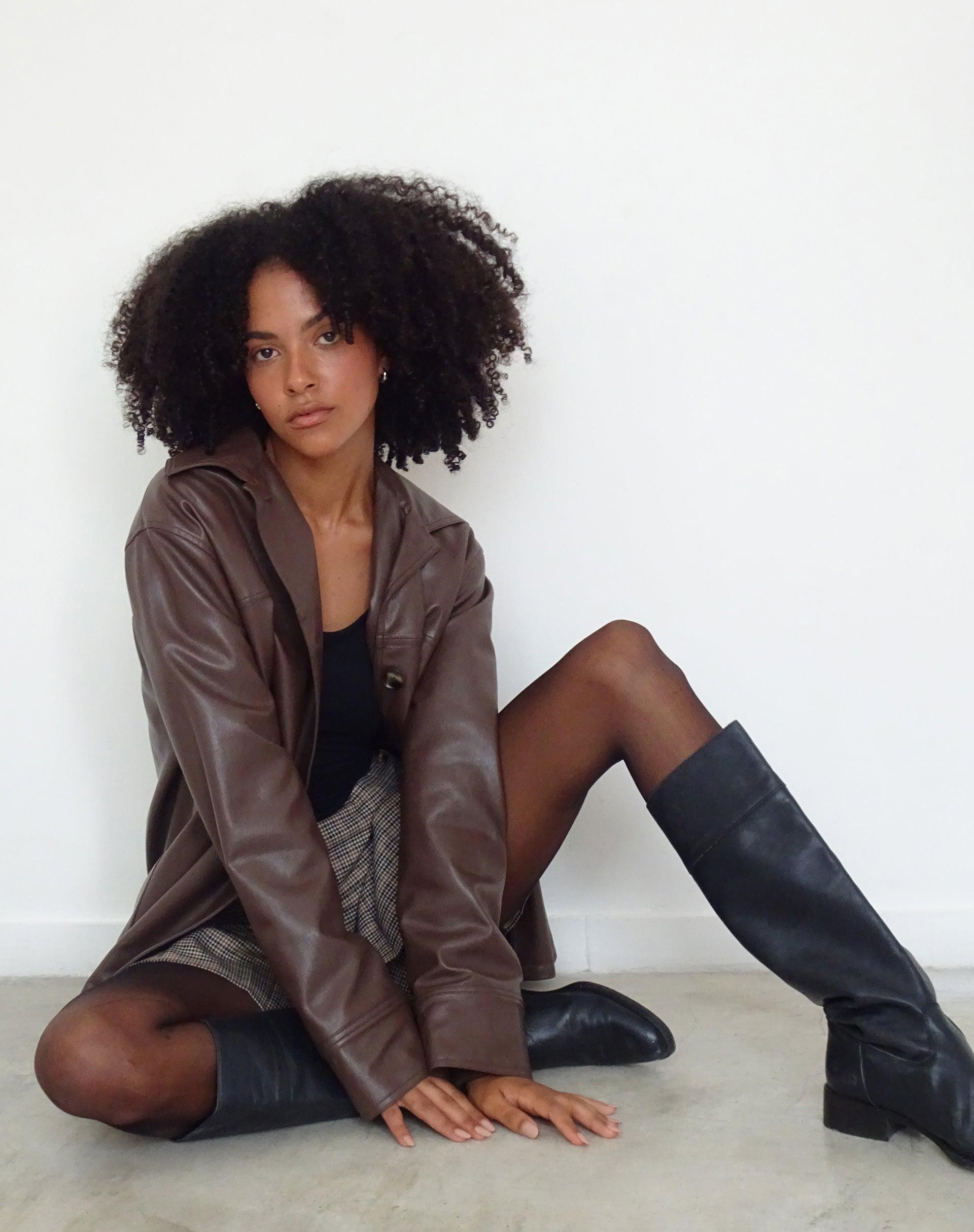Walta Jacket in PU Truffle Brown Product Image