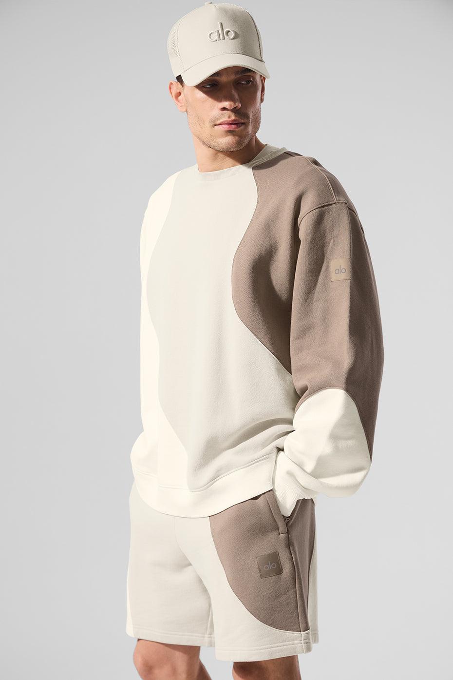 Make Waves Crew Neck Pullover - Ivory/Bone/Gravel Product Image