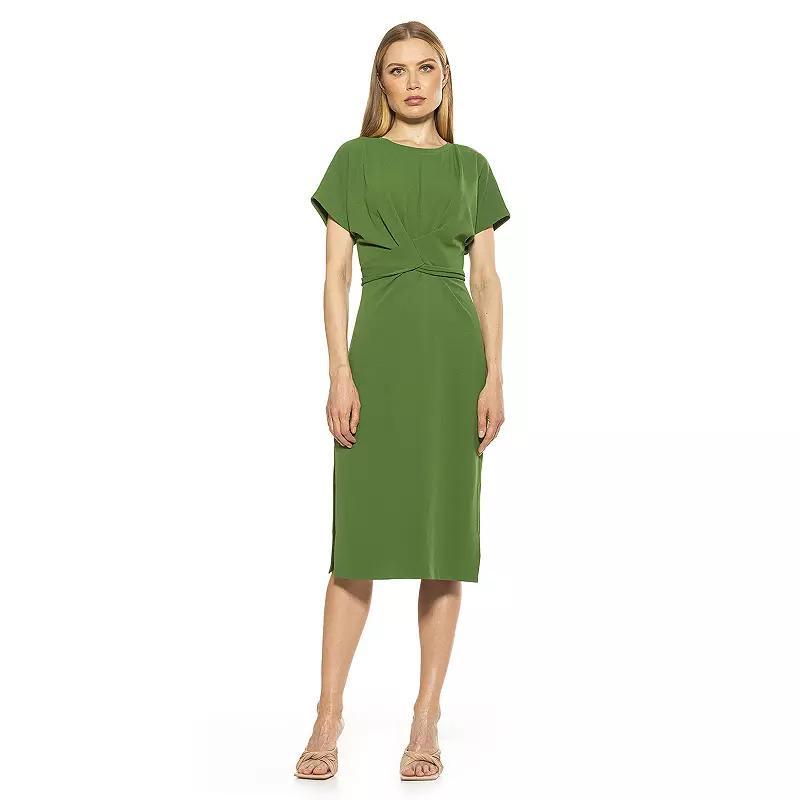 Women's ALEXIA ADMOR Knot-Waist Midi Shift Dress, Size: XS, Green Product Image