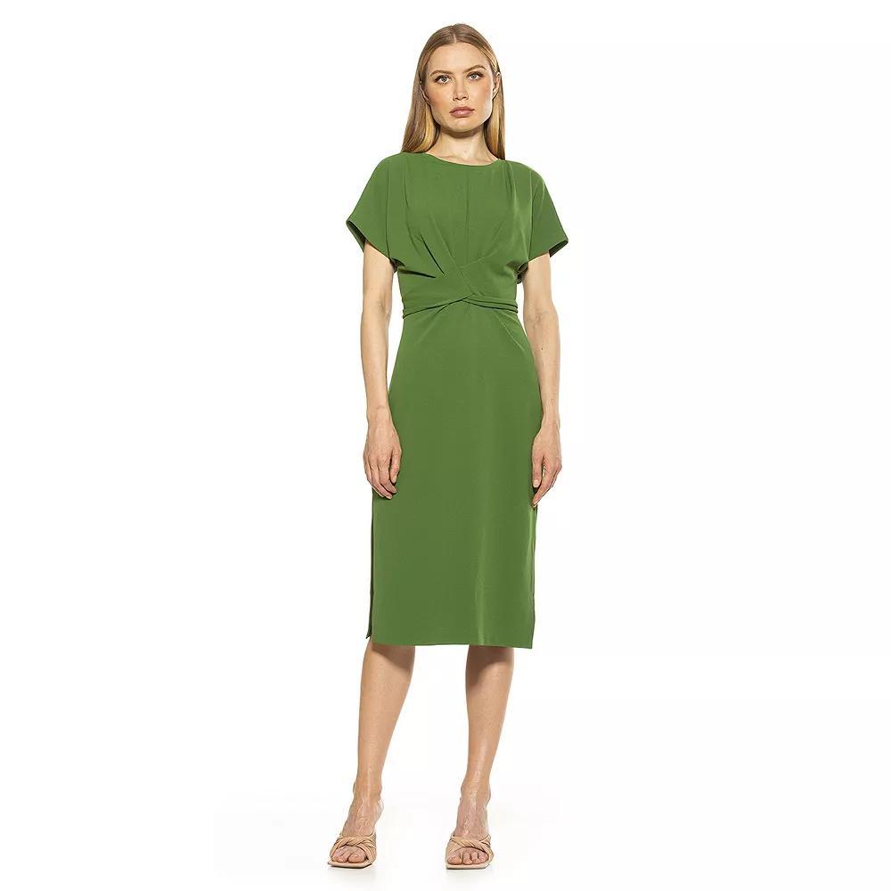 Women's ALEXIA ADMOR Knot-Waist Midi Shift Dress, Size: XS, Green Product Image