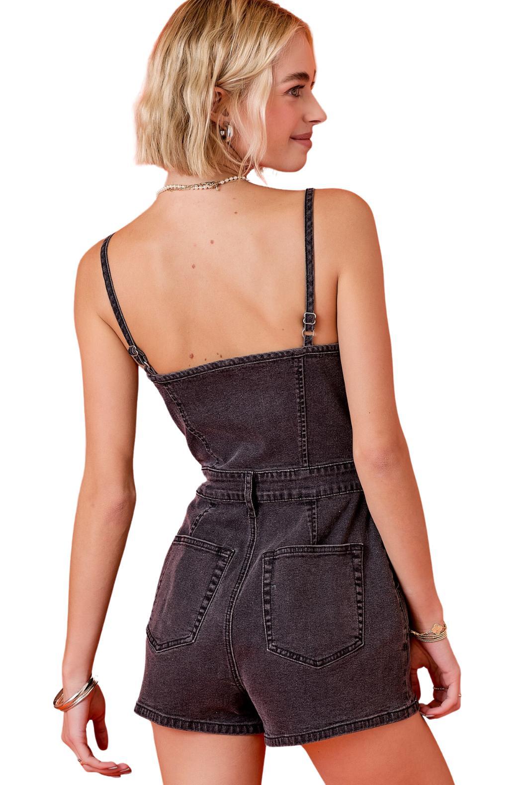 Washed Denim Romper Product Image