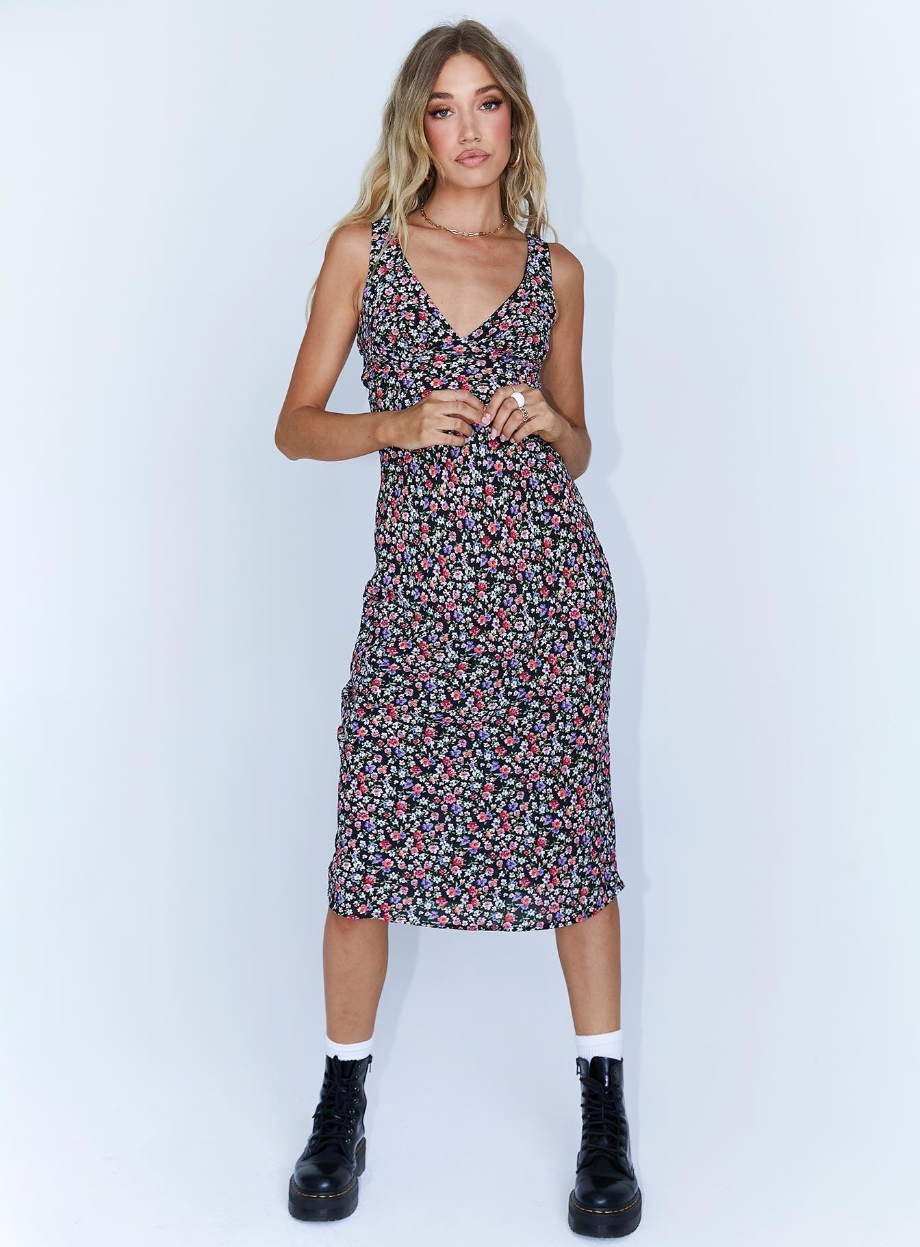 Delta Midi Dress Black Floral Product Image