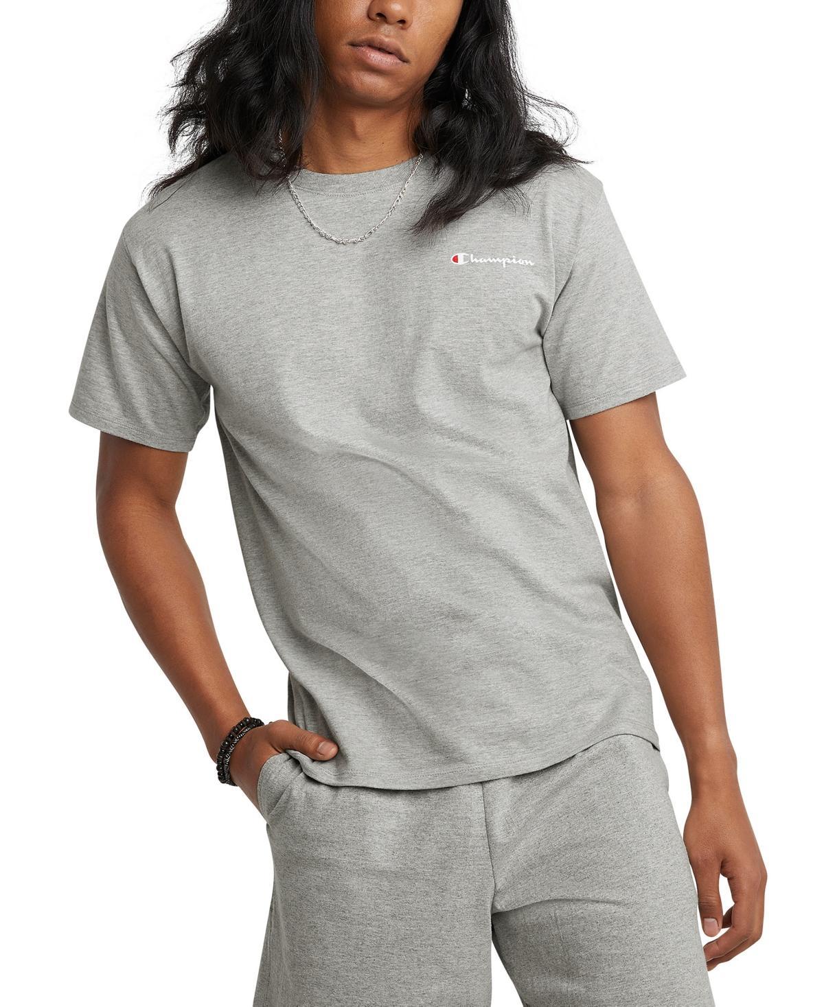 Mens Champion Classic Graphic T-Shirt, Left Chest Script Logo Granite Heather 2XL Product Image
