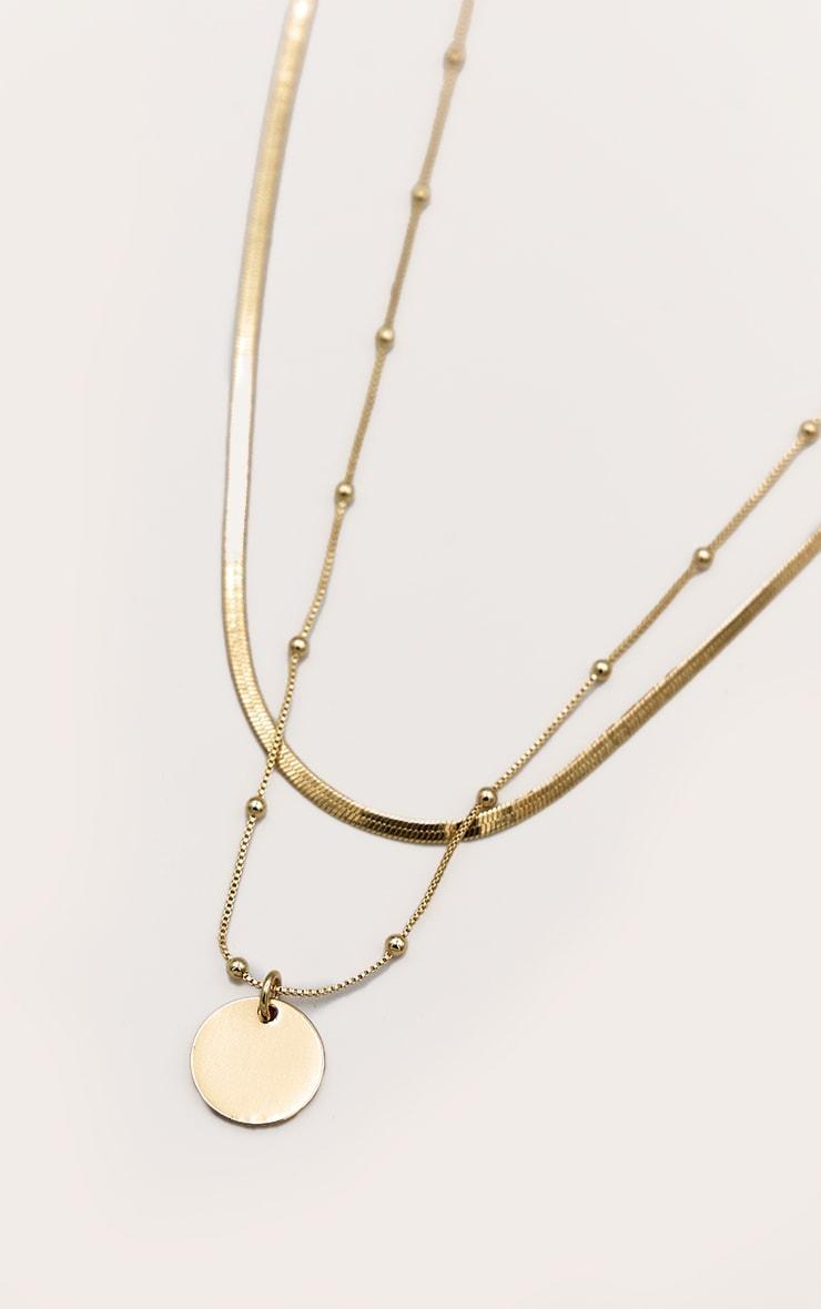 Gold Delicate Disc Pendant Layered Necklace Product Image