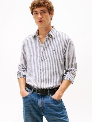 Regular Fit Striped Linen Shirt Product Image