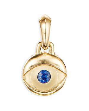David Yurman Mens 18K Yellow Gold Blue Sapphire Evil Eye Amulet Pendant Product Image