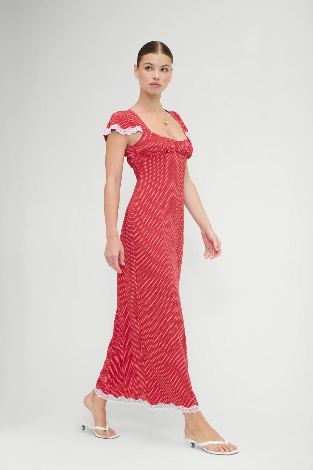Rosalyn Polka Dot Maxi Dress - Ladybug Product Image