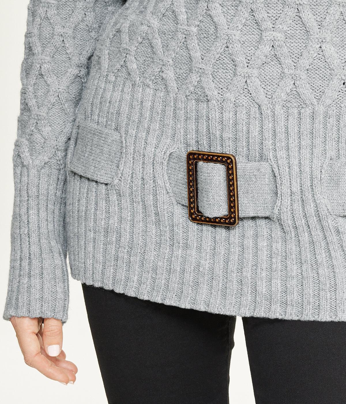 Diamond Belted Tunic Sweater Product Image