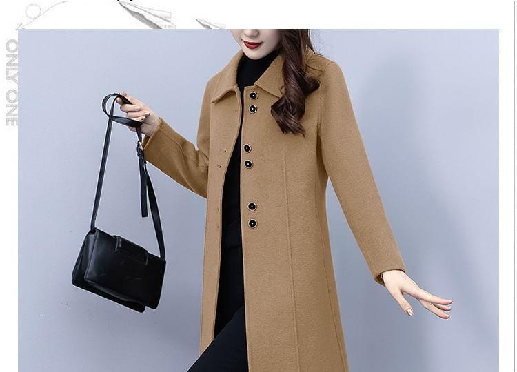 Collared Plain Button Coat Product Image