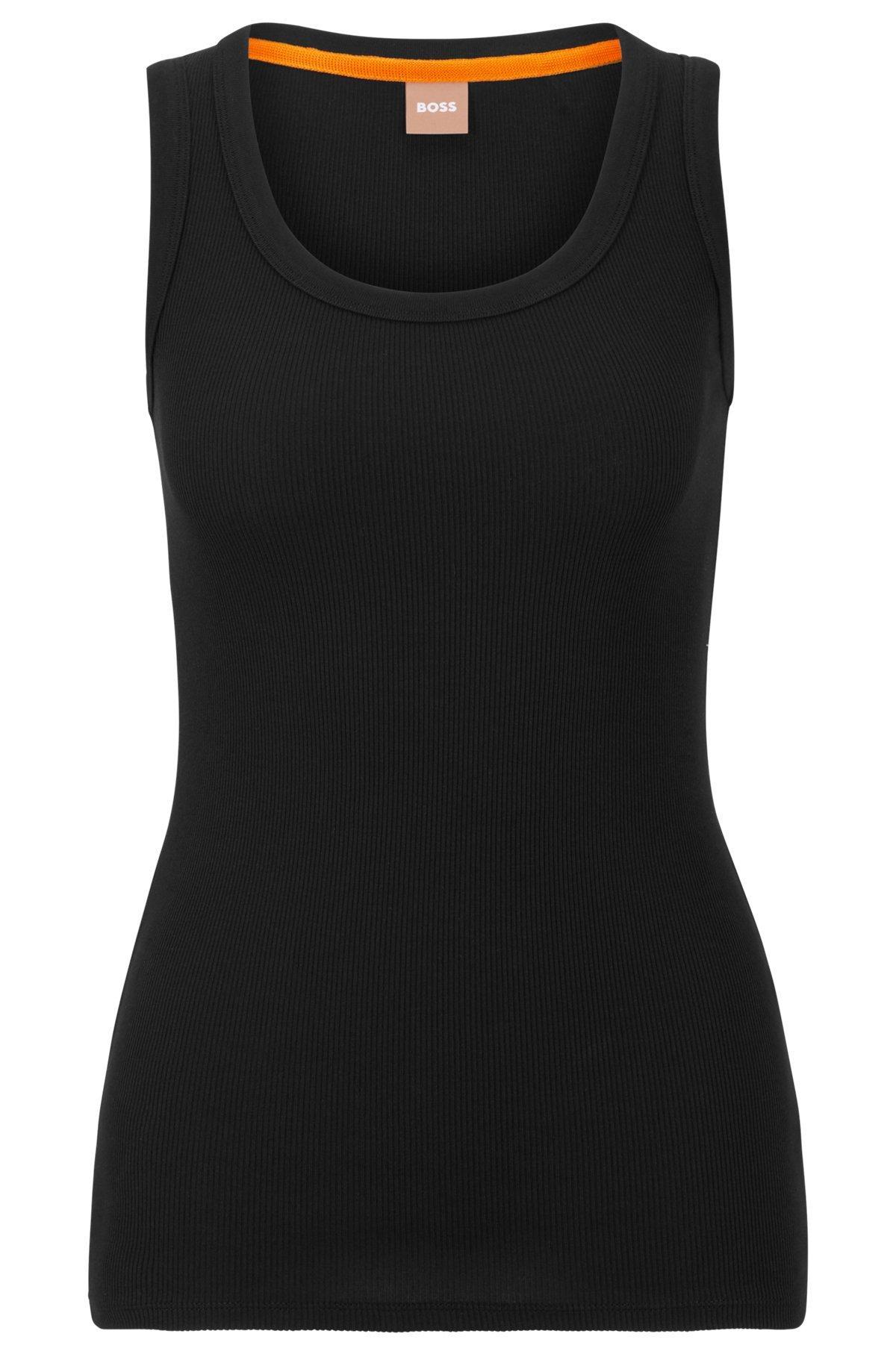 Scoop-neck top with logo embroidery  Product Image