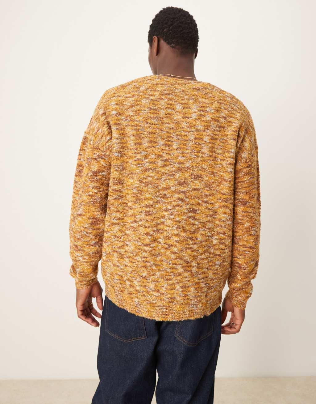 ASOS DESIGN relaxed knit crew neck sweater in tan space dye Product Image