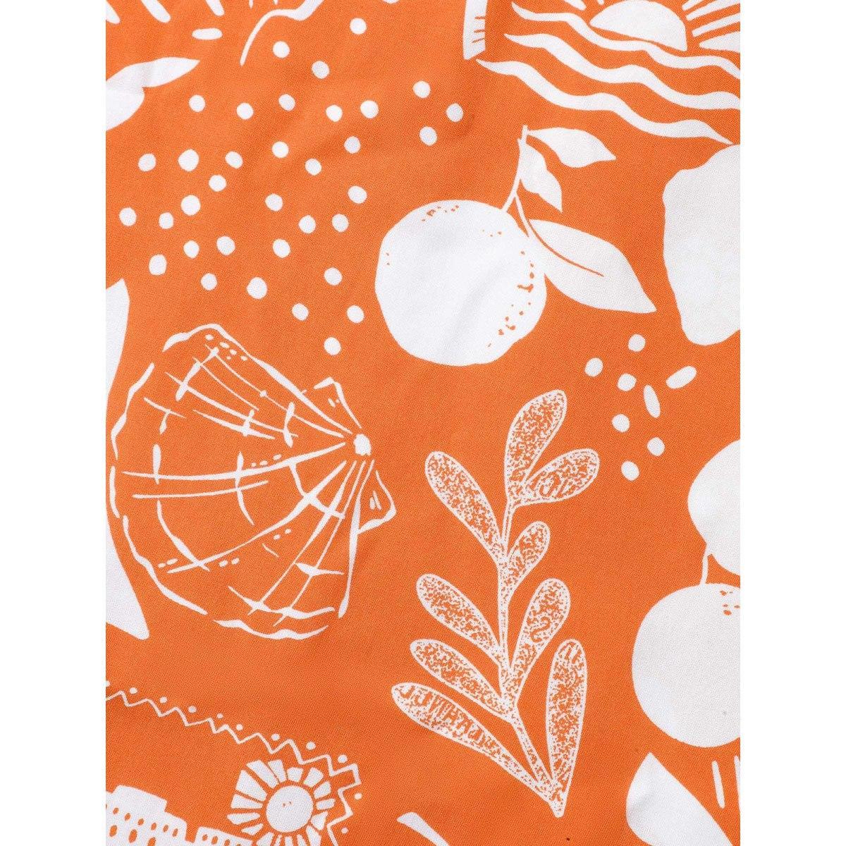 Plus Size Rayon Fruity Floral Neck Tie Midi Dress Coral Women Square Neck Cap Sleeve Curvy BloomChic 22-24/3X Product Image