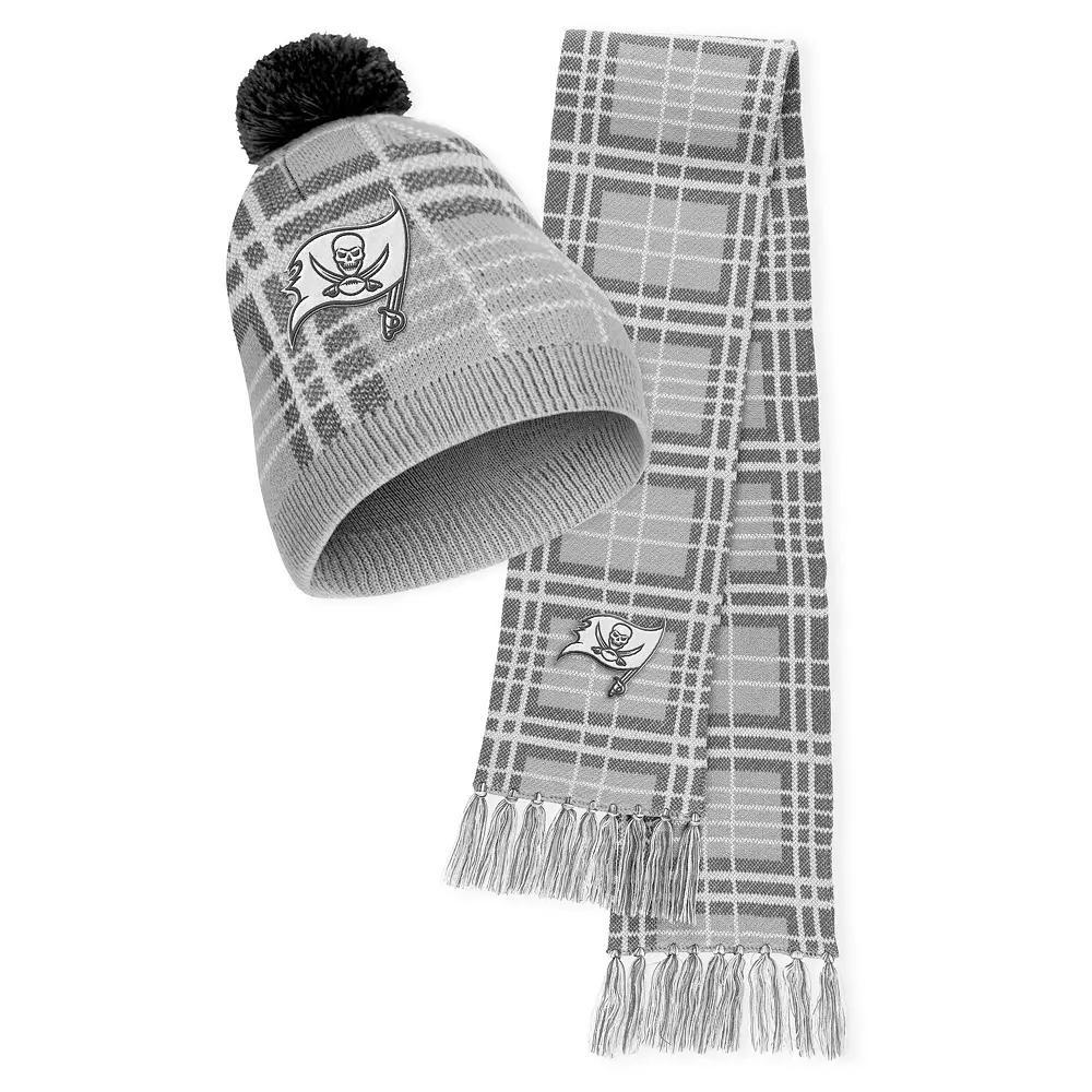 Womens WEAR by Erin Andrews Tampa Bay Buccaneers Plaid Knit Hat with Pom & Scarf Set Product Image