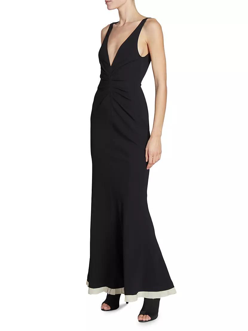 V-Neck Gathered Waist Gown Product Image