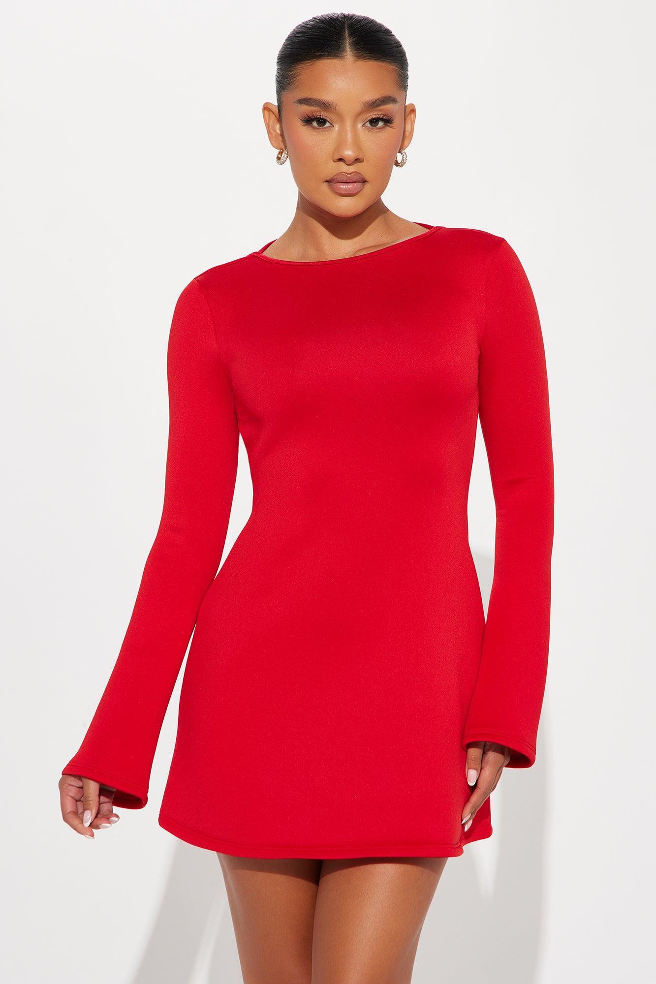 Elodie Bell Sleeve Mini Dress - Red Product Image
