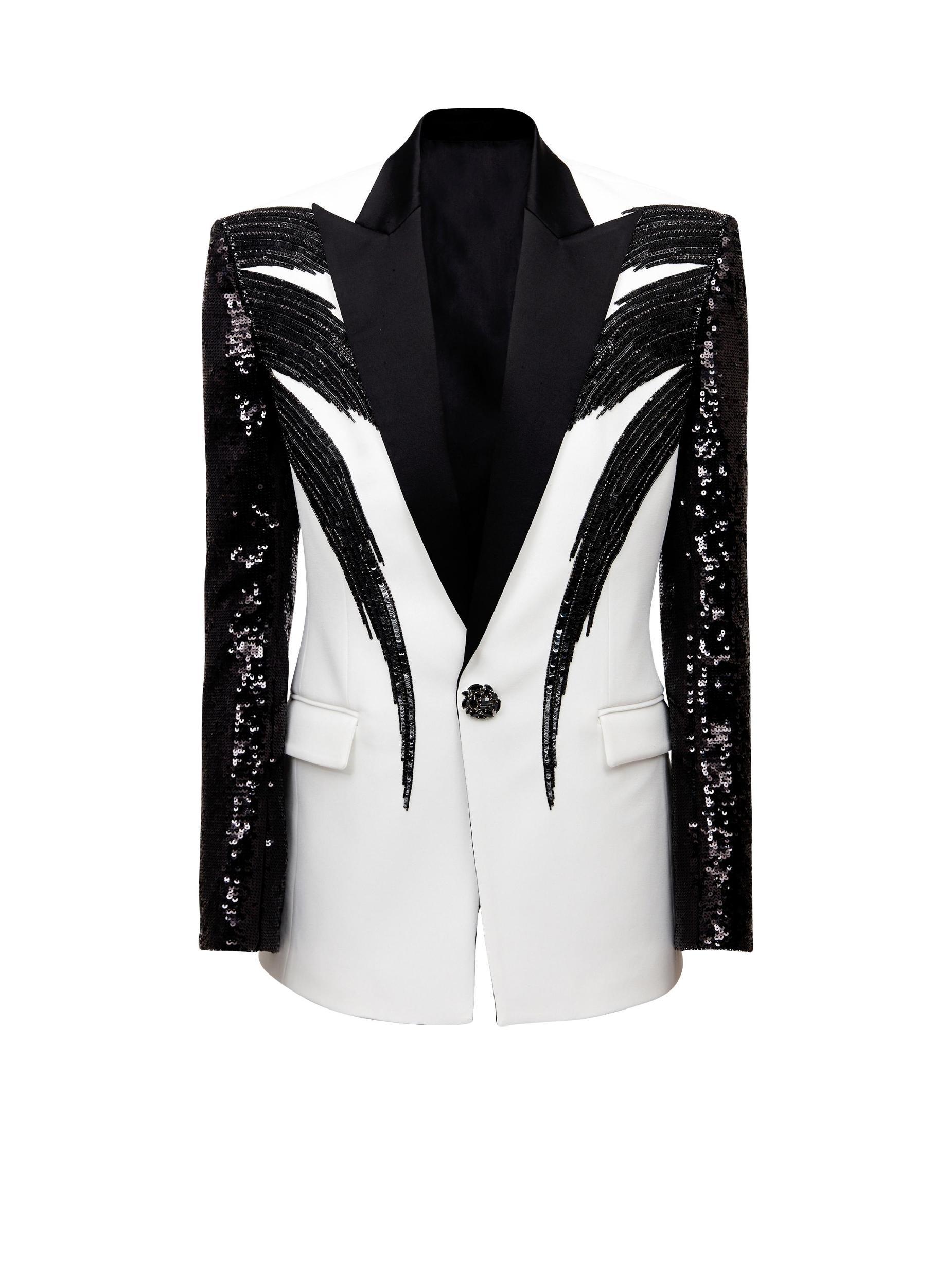 Two-tone jacket with sequin embroidery Product Image