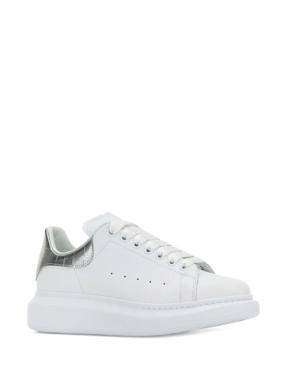 crocodile-effect leather sneakers Product Image