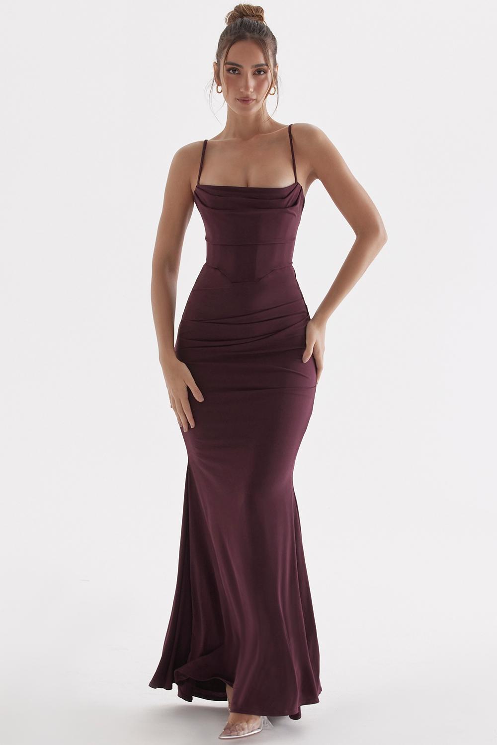 Milena  dark cherry corset maxi dress - sale Product Image