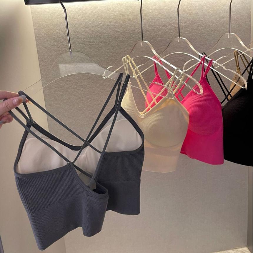 Plain Strappy Padded Cropped Camisole Product Image