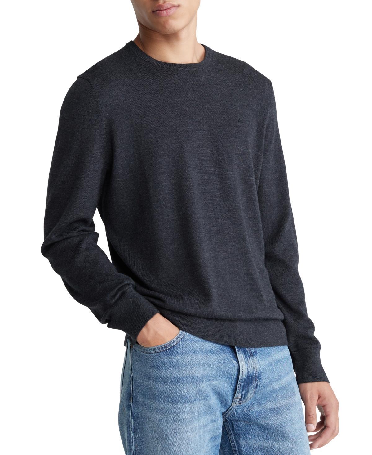 Calvin Klein Men's Extra Fine Merino Blend Crewneck Sweater - Black - S Product Image