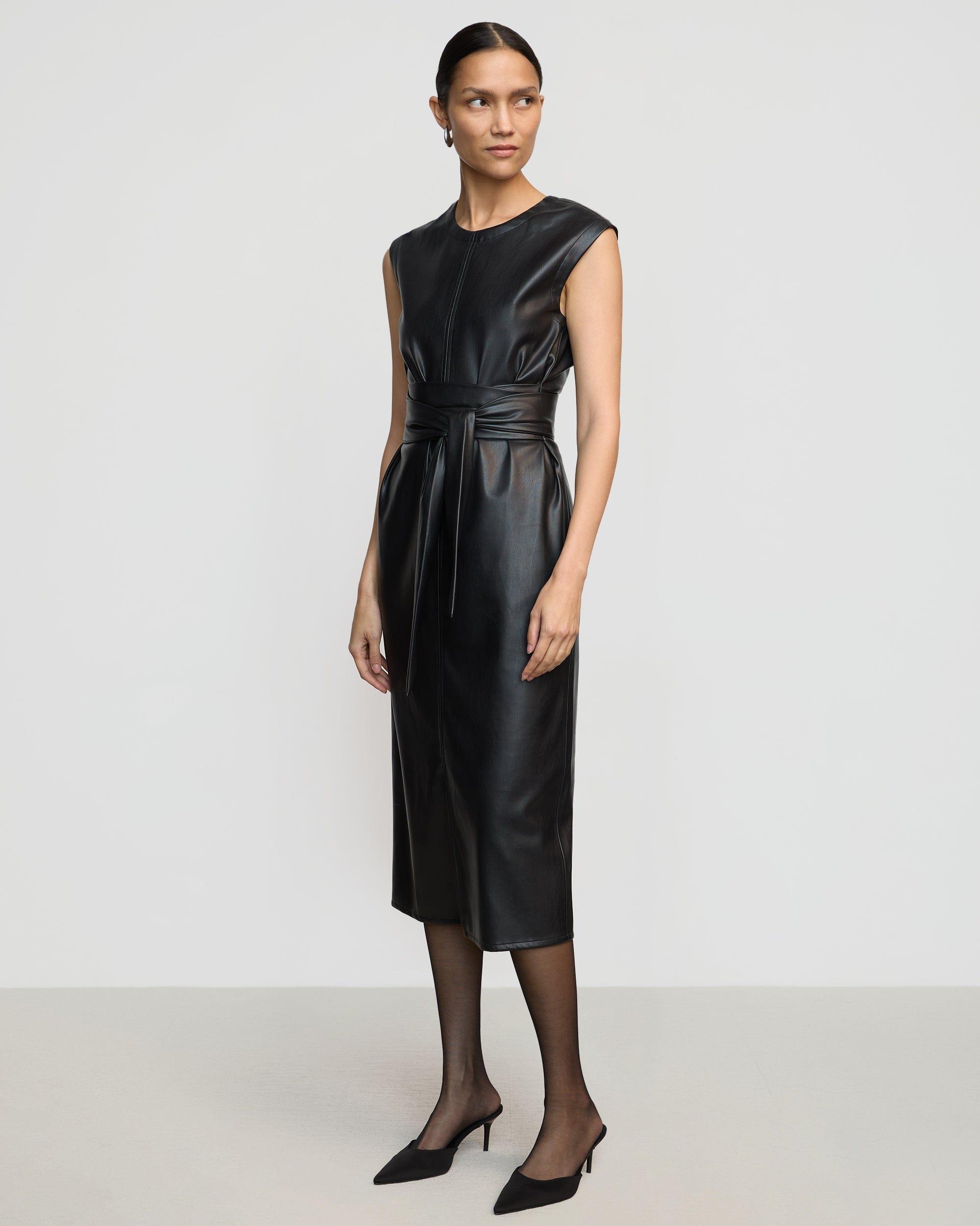 Pilar Vegan Leather Tie-Front Dress Product Image