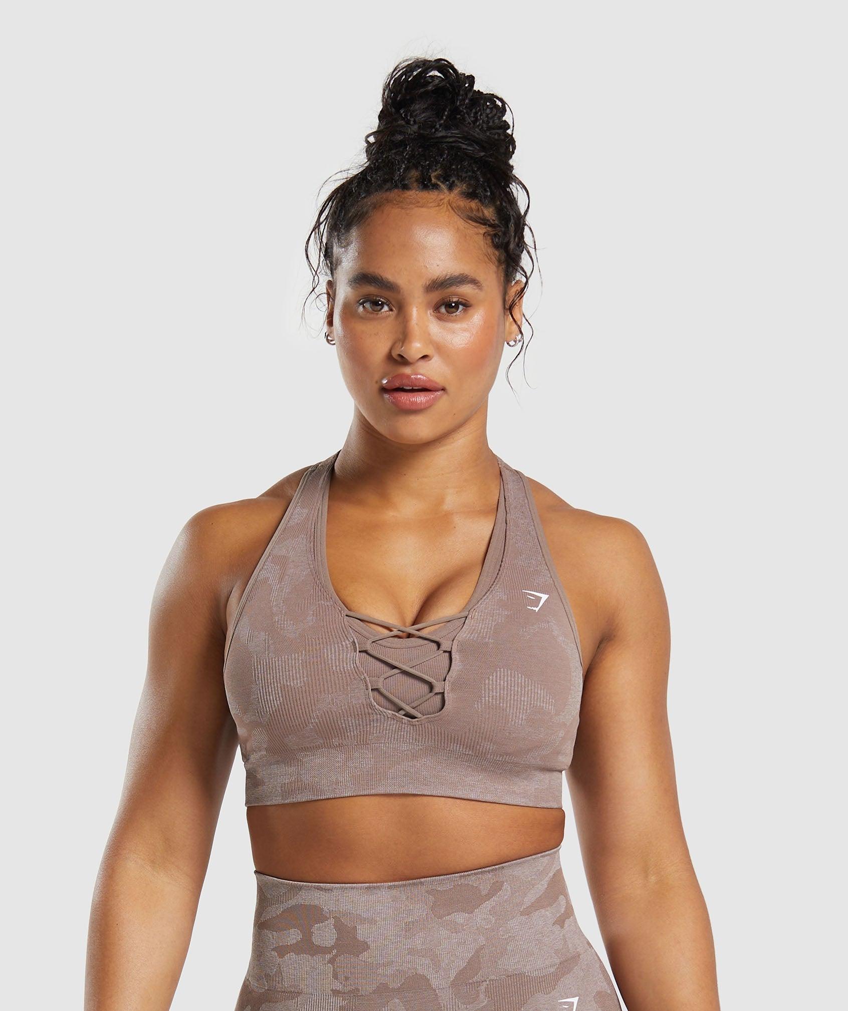 Gymshark Adapt Camo Seamless Sports Bra- Mocha Mauve/Stone Pink Female Product Image
