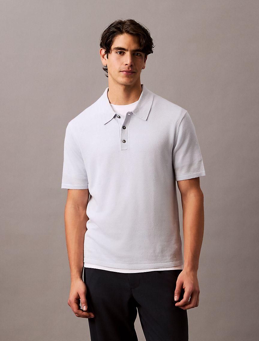 Linen Blend Classic Sweater Polo Shirt Product Image