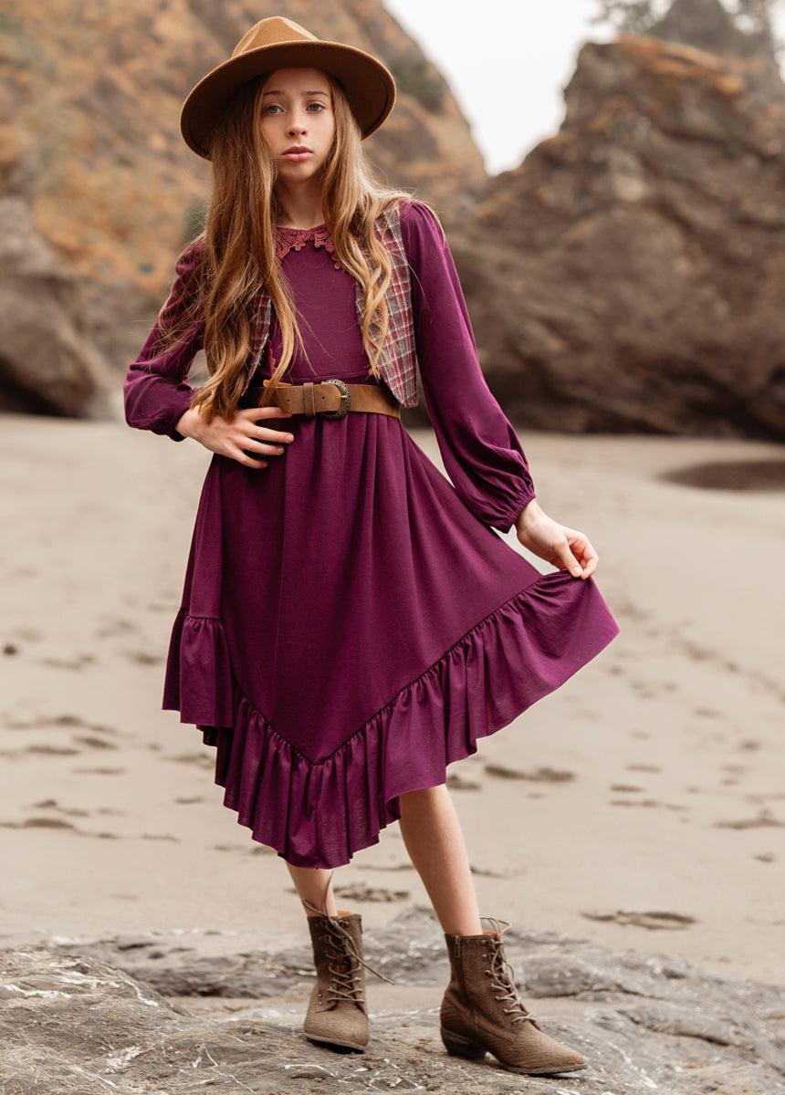 Tatum Dress in Plum Girls Product Image