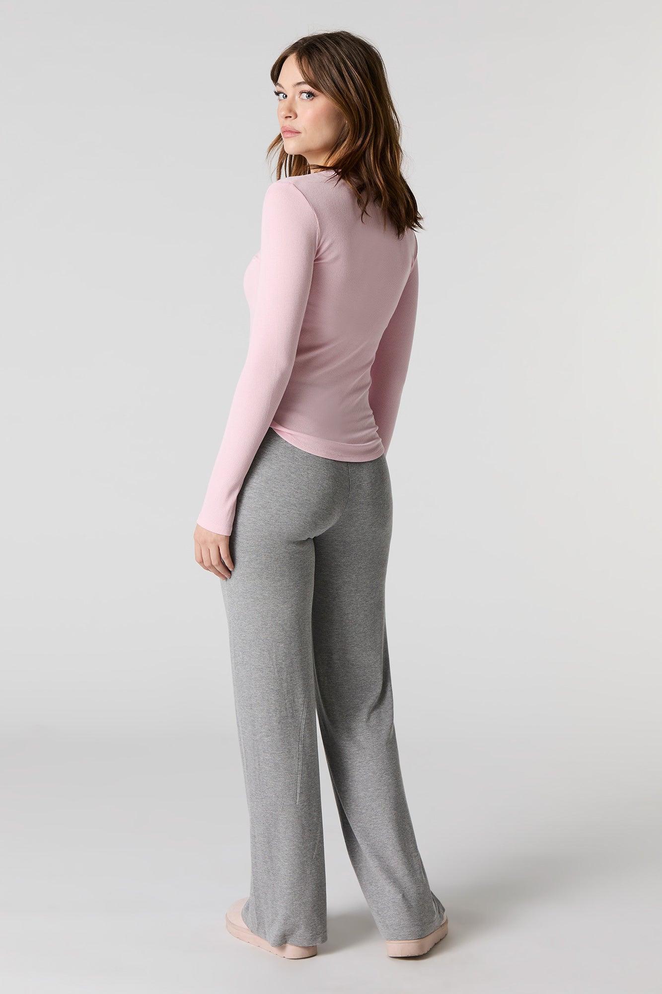 Solid Ribbed Wide Leg Pant Female Product Image