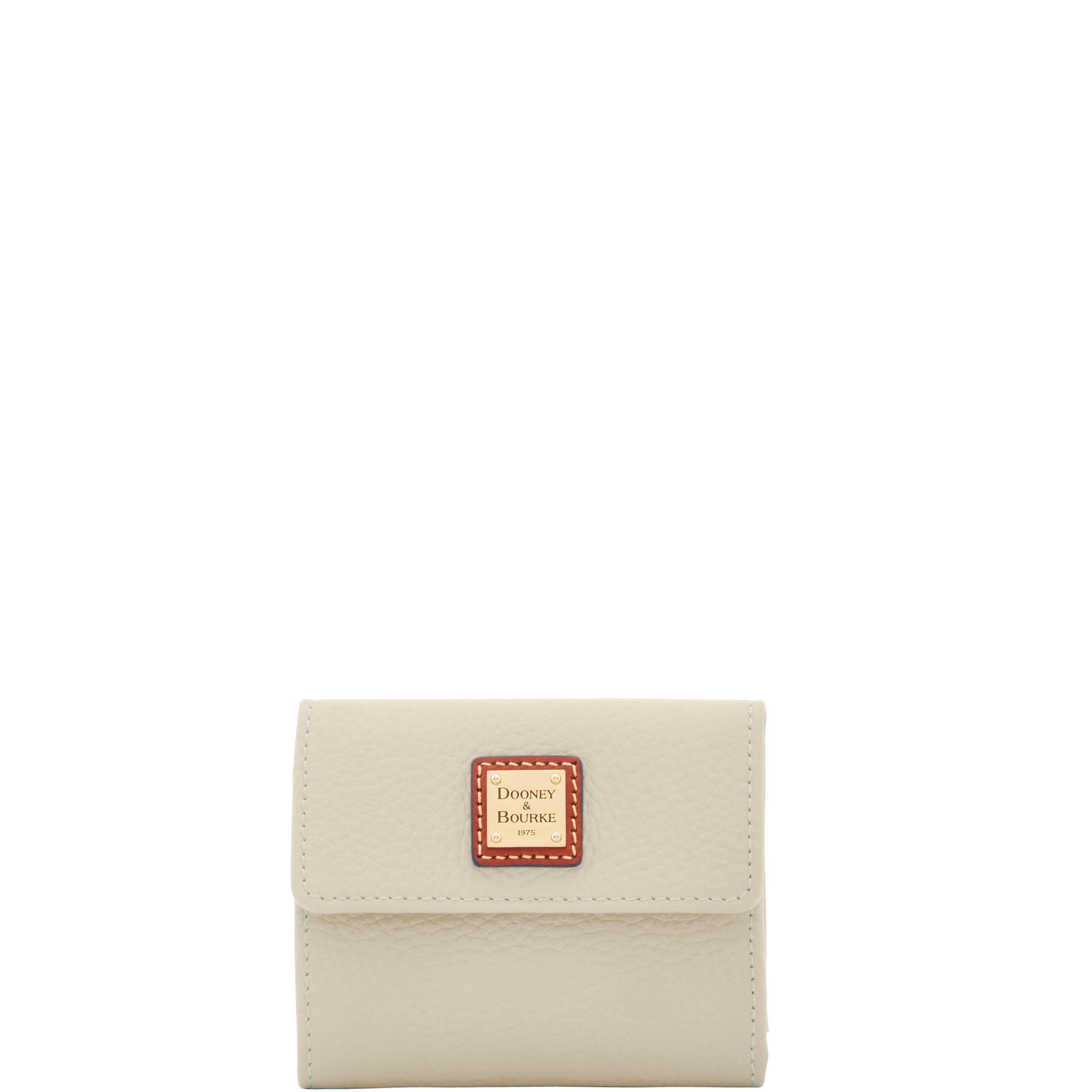Dooney & Bourke Womens Pebble Grain Small Flap Credit Card Leather Wallet in Bark Product Image