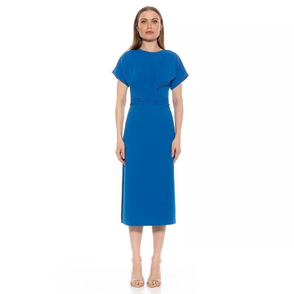 Women's ALEXIA ADMOR Cairo Boatneck Short Sleeve Sheath Dress, Size: Medium, Black Product Image