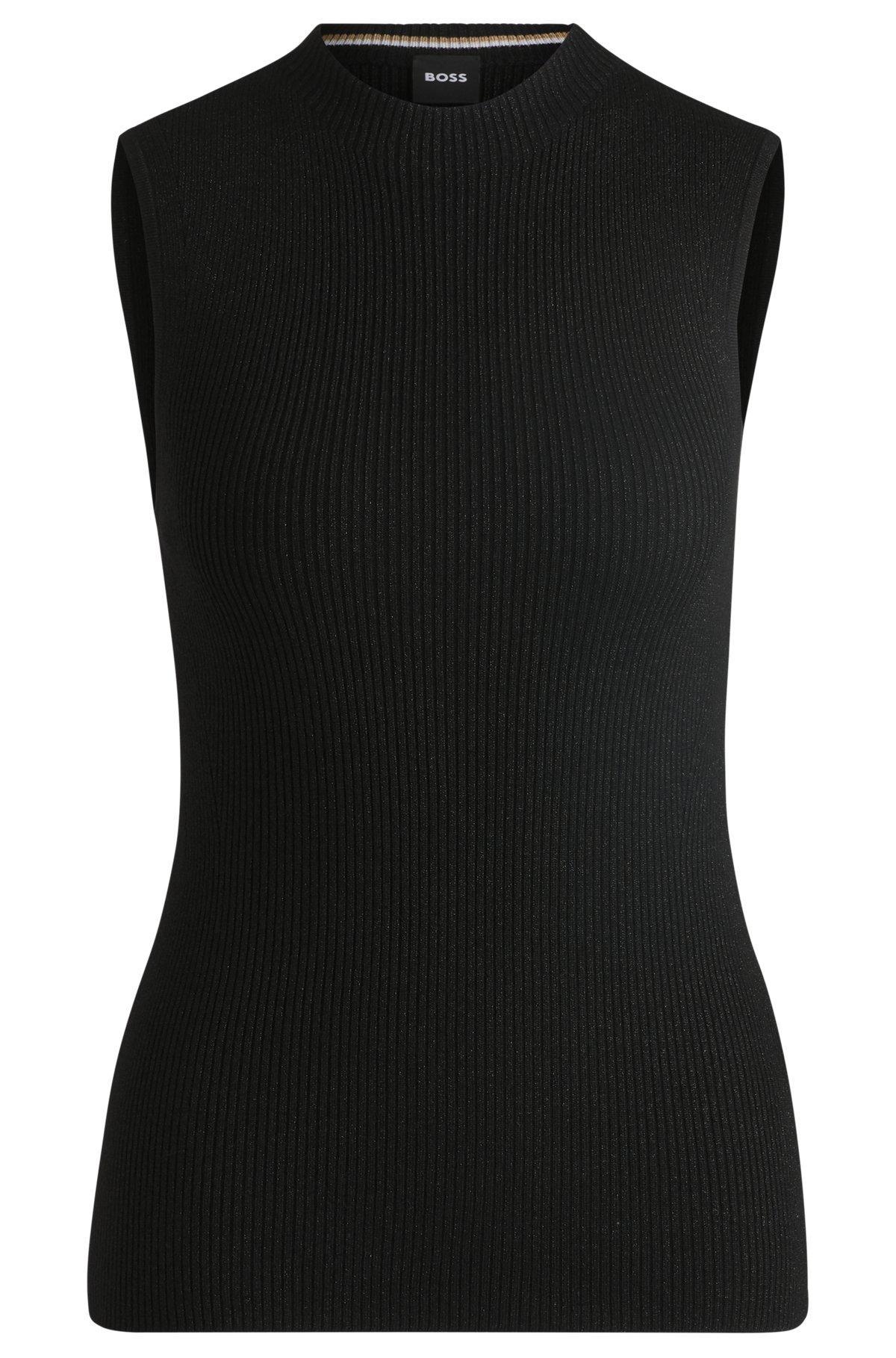 Sleeveless ribbed top with sparkle effect Product Image