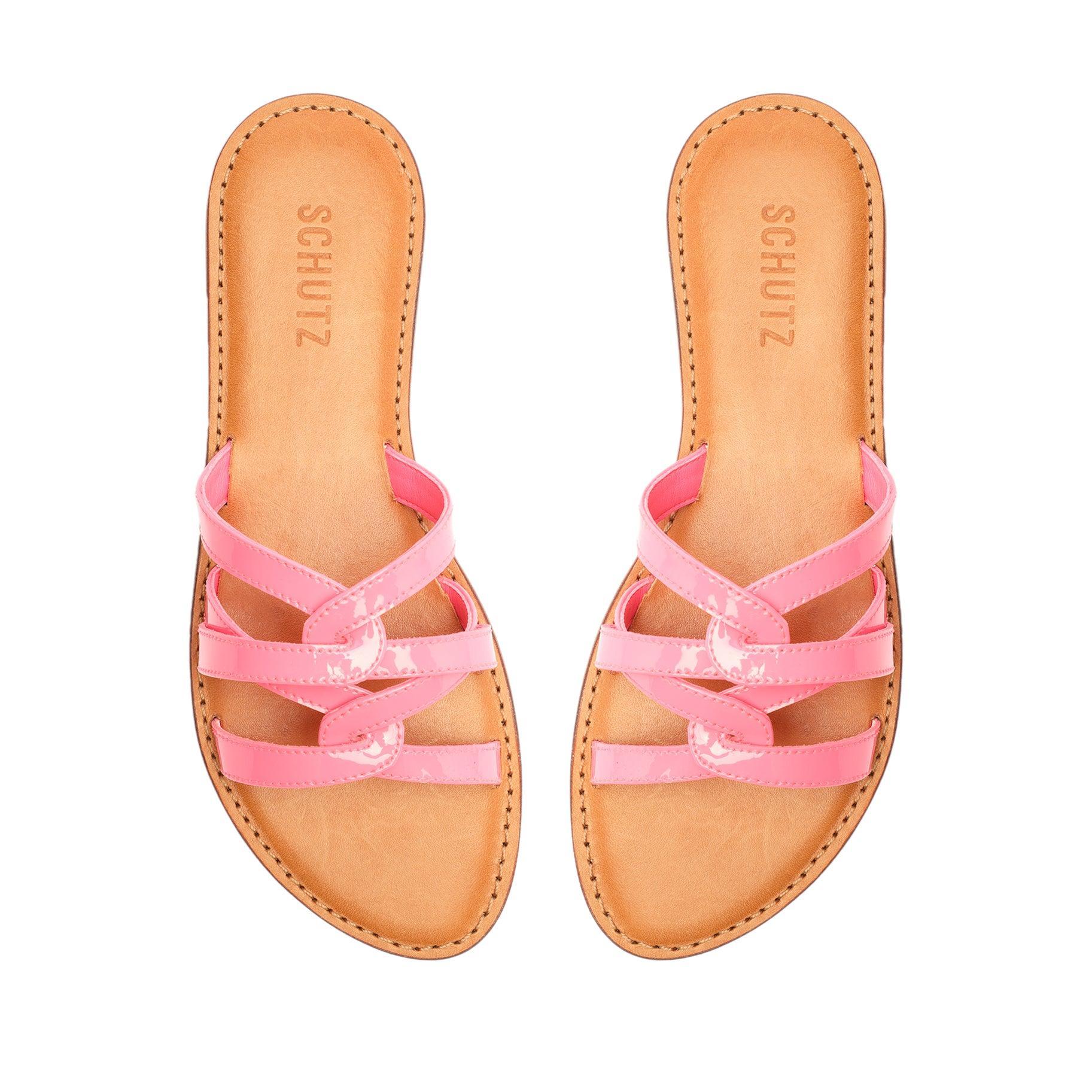 Schutz Womens Lyta Patent Strappy Slide Sandals Product Image