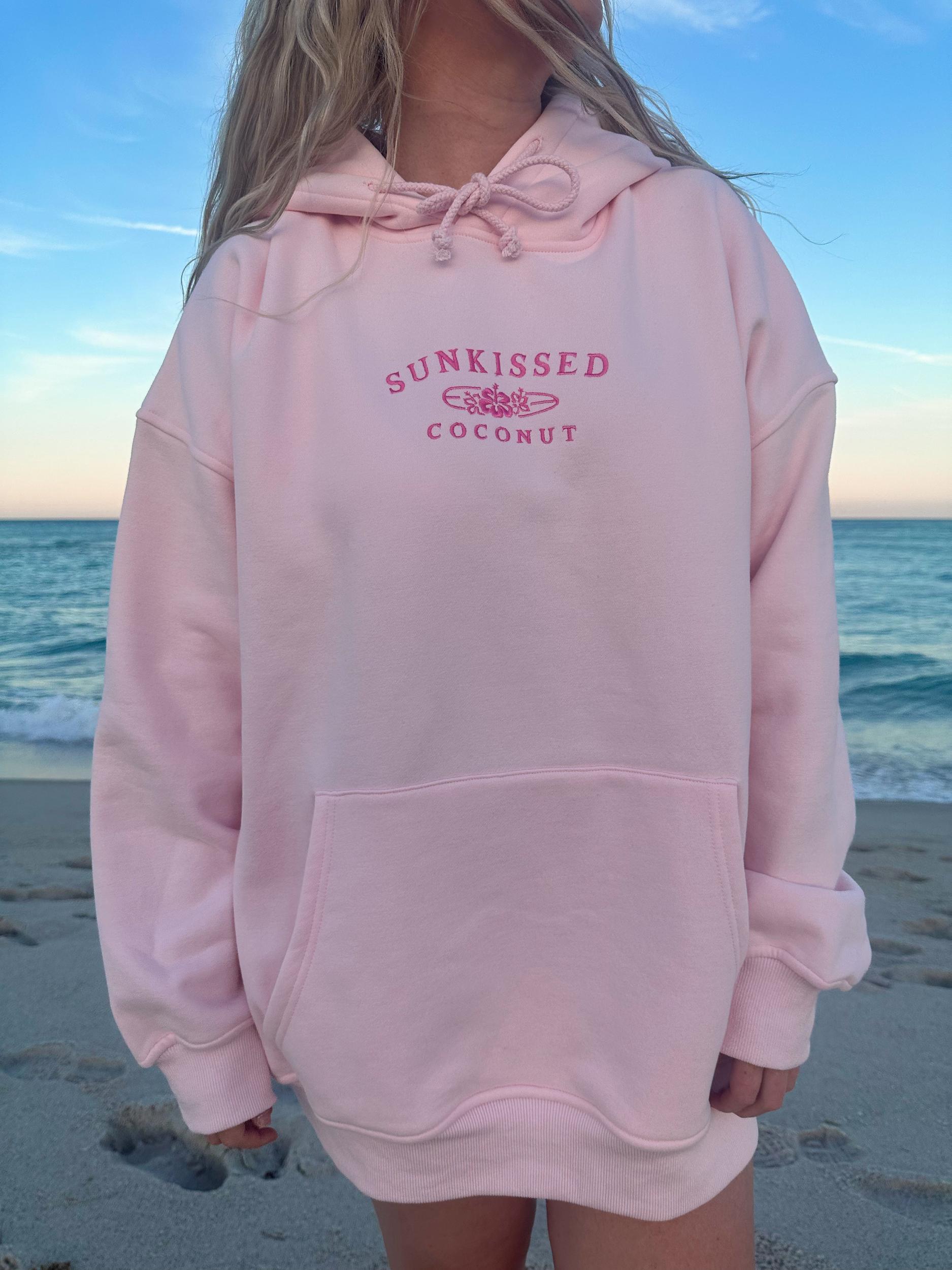 Light Pink Embroider Sunkissedcoconut Hoodie Girls Product Image