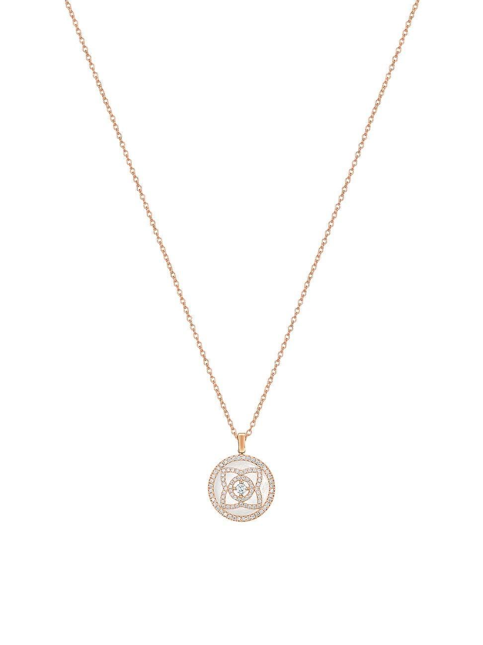 Womens Enchanted Lotus Reversible Diamond & Mother-Of-Pearl Pendant Necklace Product Image
