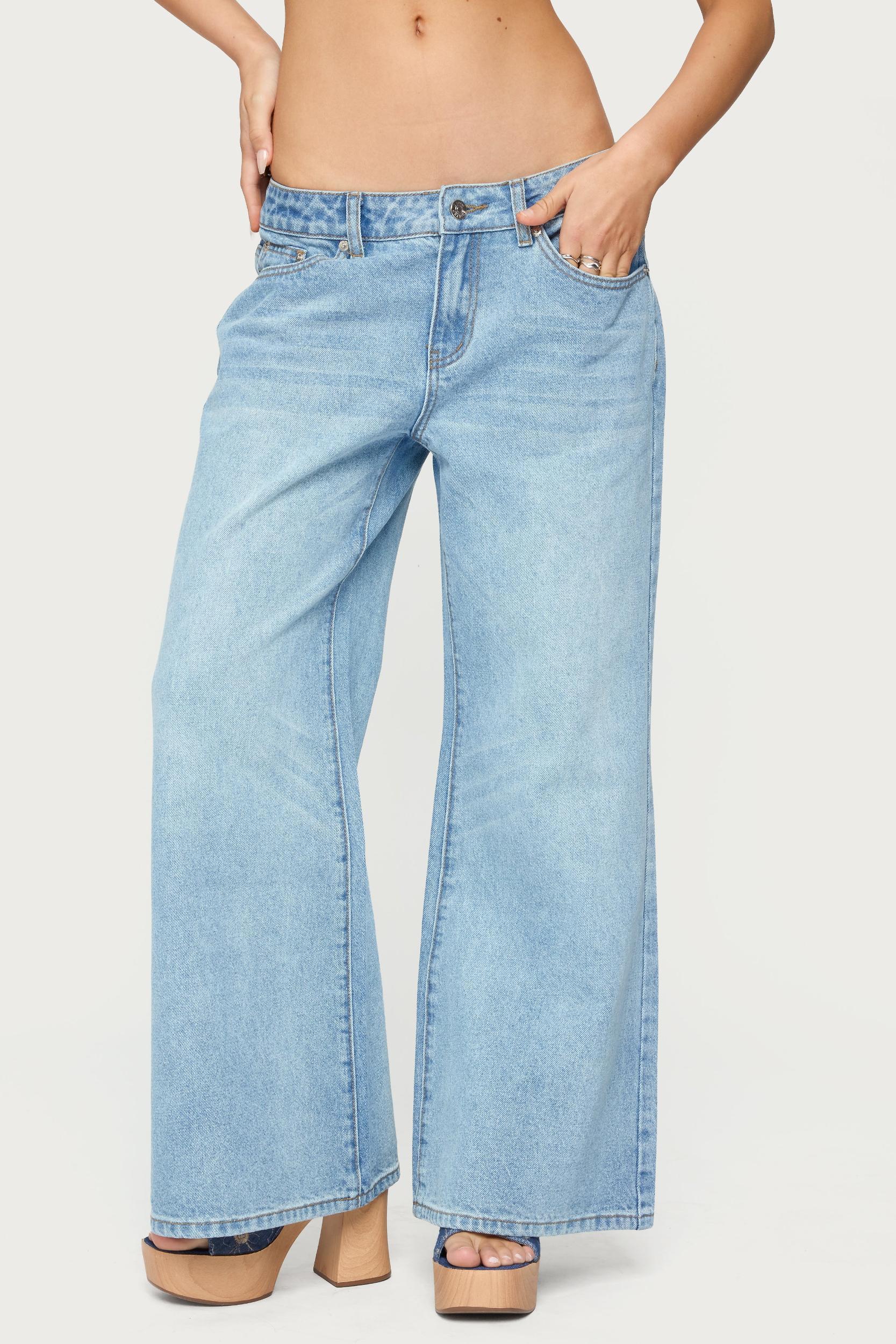 Petite Low Rise Wide Leg Jeans Product Image