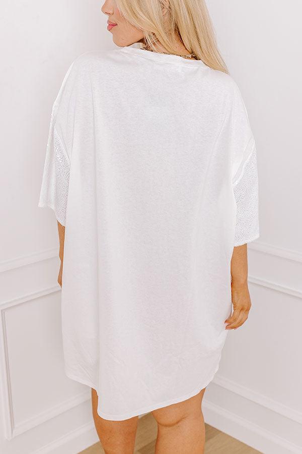 Football Season Sequin Mini Dress in White Curves Product Image