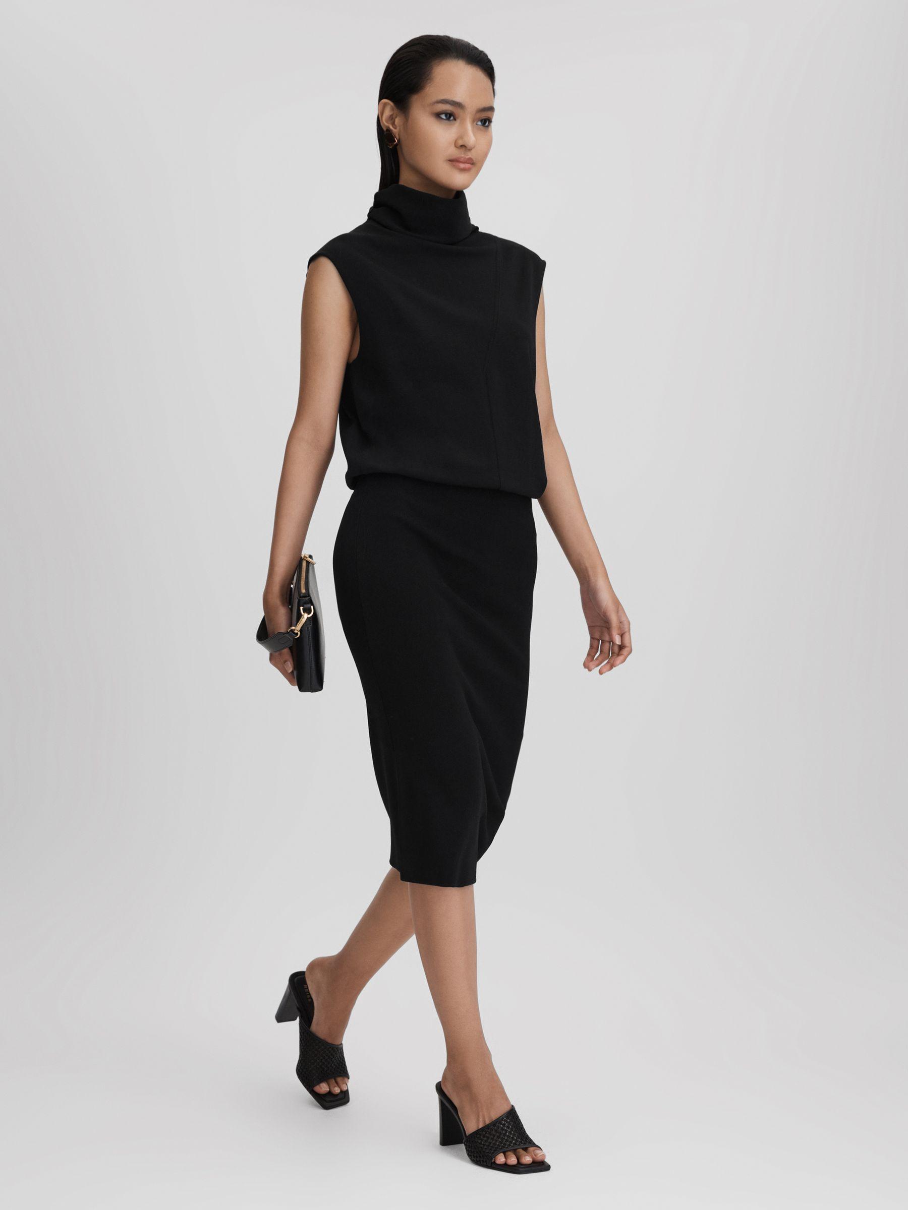 Raffia Block Heel Mules in Black Product Image
