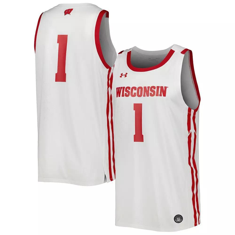 Men's Under Armour White Wisconsin Badgers Replica Basketball Jersey, Size: XL Product Image