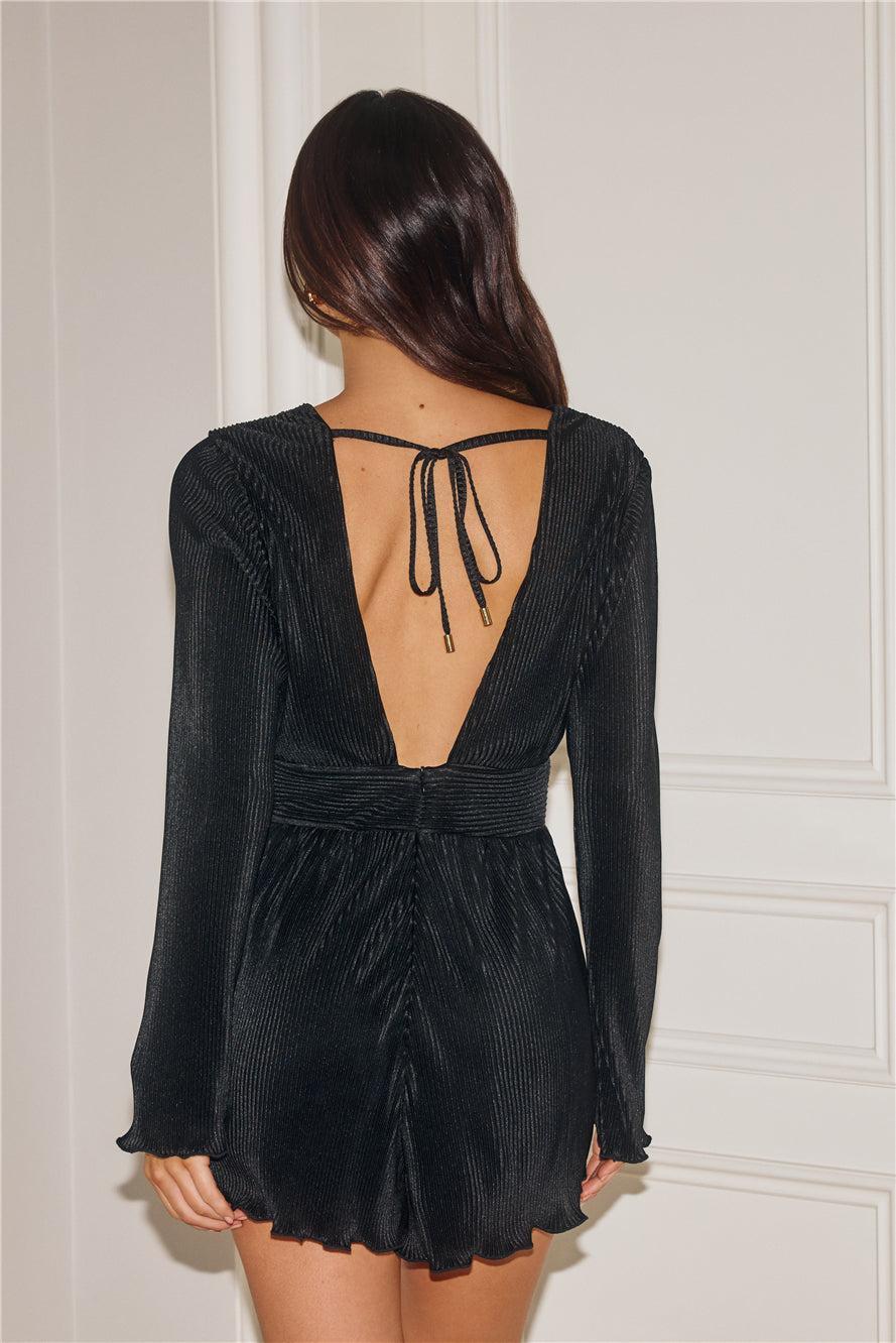 Seen At The Afterparty Plisse Romper Black Product Image